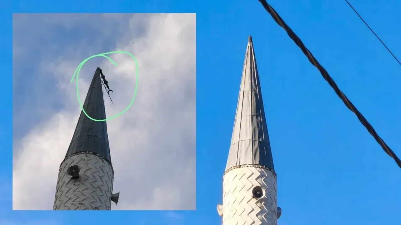Kastamonu'daki fırtına minareye zarar verdi