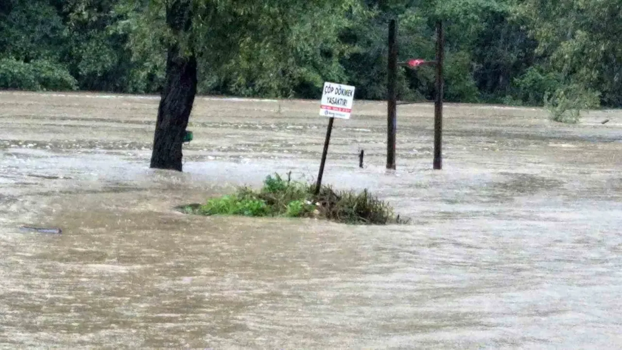 Sağanak yağış Bartın Irmağı’nı taşırdı