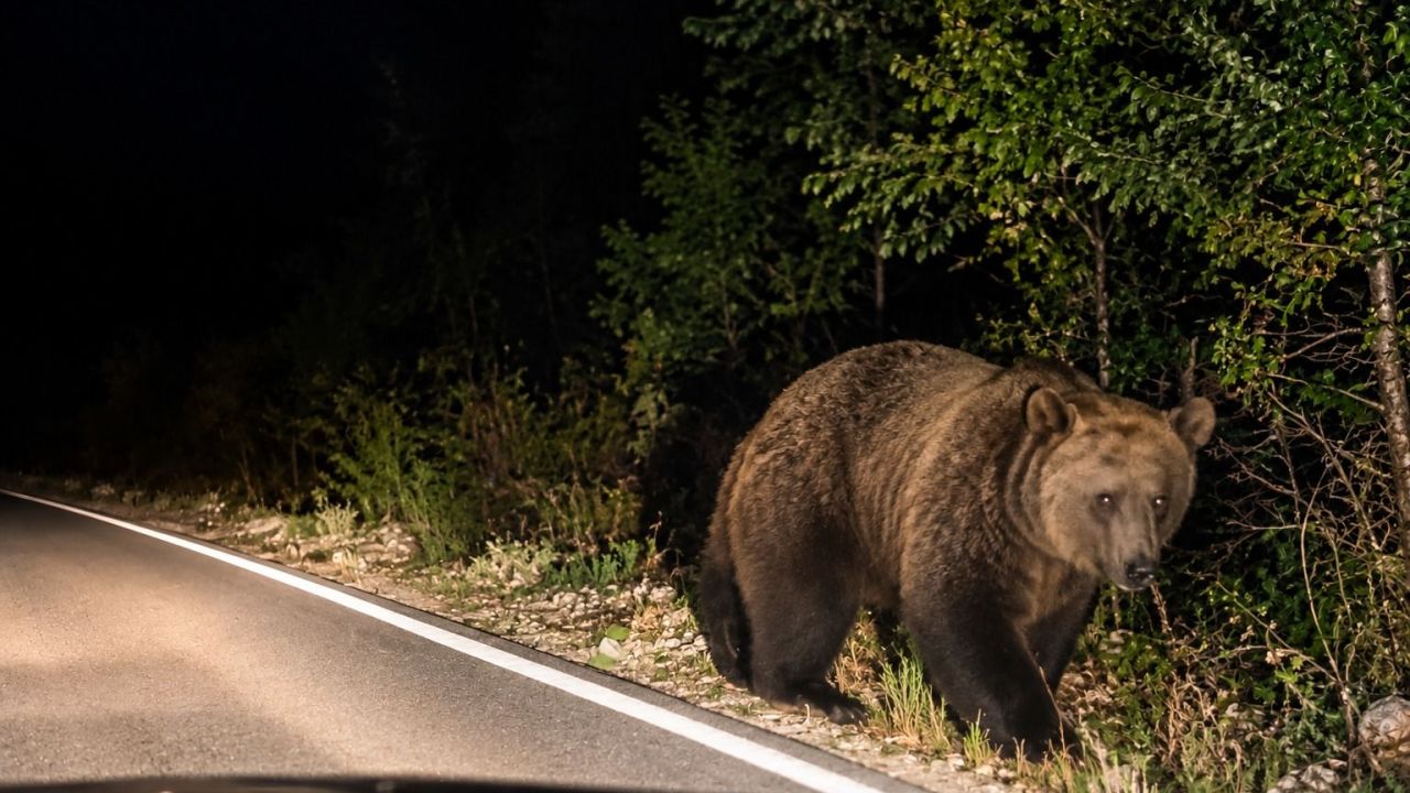 Kastamonu’da gece yolculuğunda ayı sürprizi!